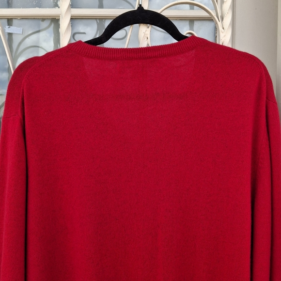Pronto Uomo Red Cashmere V-neck Pullover Long Sleeve Sweater Men Size X-Large - Picture 7 of 15